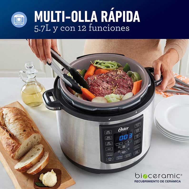 Multi Olla Express Oster CKSTPCEC6801 Plateado Y Negro 5.7 L 1 Pz